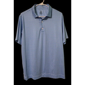 NWOT Men's DEOLAX Blue White Geometric Polo Shirt‎ M Golf